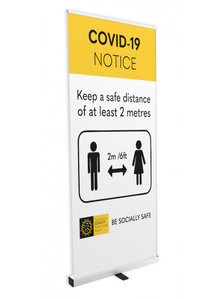 Covid-19 Printed social Distance Eco Roll up Banner 800mmx 1000