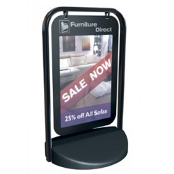 A Swinger 2000 Poster holding Pavement Sign - (White FRAME )